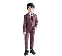 LOLANTA Conjunto de Traje de 2 Piezas para niños, Conjunto de Blazer y pantalón para niños, Ropa de Ocio o Vestido de Fiesta de Boda, Rojo, 9-10 años, 150