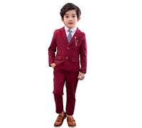 LOLANTA Conjunto de Traje de 2 Piezas para niños, Conjunto de Blazer y pantalón para niños, Ropa de Ocio o Vestido de Fiesta de Boda, Rojo, 4-5 años, 110
