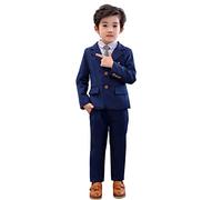 LOLANTA Conjunto de Traje de 2 Piezas para niños, Conjunto de Blazer y pantalón para niños, Ropa de Ocio o Vestido de Fiesta de Boda, Azul, 2-3 años, 90