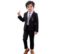 LOLANTA Conjunto de Traje de 2 Piezas para niños, Conjunto de Blazer y pantalón para niños, Ropa de Ocio o Vestido de Fiesta de Boda, Negro, 3-4 años, 100