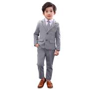 LOLANTA Conjunto de Traje de 2 Piezas para niños, Conjunto de Blazer y pantalón para niños, Ropa de Ocio o Vestido de Fiesta de Boda, Gris, 3-4 años, 100
