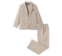 LOLANTA Conjunto de Traje de 2 Piezas para niños, Conjunto de Blazer y pantalón para niños, Ropa de Ocio o Vestido de Fiesta de Boda, Caqui, 9-10 años, 150