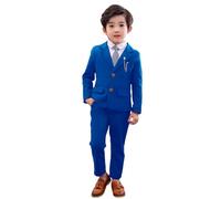 LOLANTA Conjunto de Traje de 2 Piezas para niños, Conjunto de Blazer y pantalón para niños, Ropa de Ocio o Vestido de Fiesta de Boda, Azul Real, 4-5 años, 110