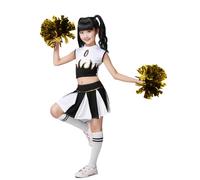 LOLANTA Disfraz de Cheerleader Animadora para Niñas Colegiala Animadora Uniforme Disfraz de Campeona de Animadora(Negro, 5-6 años，tamaño de la Etiqueta 120)