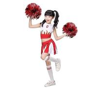LOLANTA Disfraz de Cheerleader Animadora para Niñas Colegiala Animadora Uniforme Disfraz de Campeona de Animadora(Rojo, 13-14 años，tamaño de la etiqueta 170)