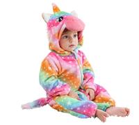 LOLANTA Disfraz de Unicornio Arco Iris para Niñas, Peluche con Capucha para Bebé, Arcoiris, 6-12 meses