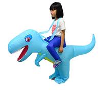 LOLANTA Disfraz inflable de dinosaurio infantil Disfraces de fiesta de disfraces de Halloween Disfraces de T-Rex, Azul, 6-12 años/130-160cm, M