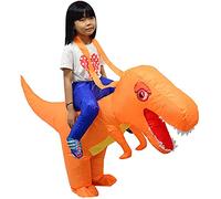 LOLANTA Disfraz inflable de dinosaurio infantil Disfraces de fiesta de disfraces de Halloween Disfraces de T-Rex, Naranja, 6-12 años/130-160cm, M