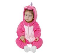 LOLANTA Disfraz Unisex de Dinosaurio para Bebé, Disfraz de Animal con Capucha para Niño, Traje de Unión de Franela, Rosa, 12-15 meses