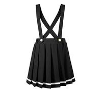 LOLANTA Faldas Plisadas Escolares para Niñas con Ligueros Desmontables, Cintura Elástica, Bolsillos y Shorts Incorporados, Negro, 9-10 años, 140