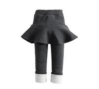 LOLANTA Mallas con Faldón y Forro para Niña, Mallas Térmicas sin pies para Niño con Faldón, Gris Oscuro, 9-10 años, 150