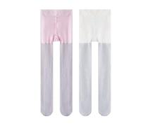 LOLANTA Medias Brillantes para Niñas, Medias Brillantes para Baile, Fiesta, Cosplay, Paquete de 2, Rosa/Plateado, 3-5 años, S