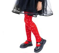 LOLANTA Medias con cristales de imitación para niñas, pantimedias semiopacas brillantes para baile, fiestas y espectáculos, 1 par, 6-8 años, M