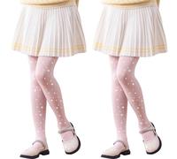 LOLANTA Medias con cristales de imitación para niñas, pantimedias semiopacas brillantes para baile, fiestas y espectáculos, 2 pares, Rosa, 9-10 años, L