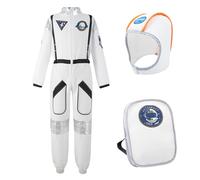 LOLANTA Niños Astronauta Disfraces Niños Espacio Pretende Role Play Mono con Casco de Astronauta y Mochilas Día Mundial del Libro de Disfraces Fiesta de Halloween, 5-6 años, 120