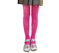 LOLANTA Paquete de 2 medias de red para niñas, pantimedias con diamantes de imitación brillantes para competición de baile para niñas, Rojo rosa brillante, 4-8 años, L