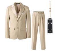 LOLANTA Smoking-Boy Negro Traje, Traje de niño de honor, Baile para niño Boda Traje, beige claro, 14-15 años