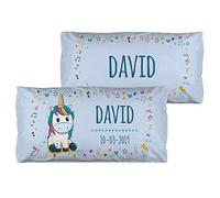 LolaPix Almohada Unicornio Personalizada con Nombre. Regalos Infantiles. Relleno Incluido. Varios Diseños a Elegir. Distintos tamaños a Elegir. Unicornio Azul