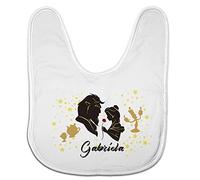 LolaPix Babero Friki. Babero Personalizado con Nombre. Baberos Originales. Bebé, niño, niña. Babero Infantil Cierre Velcro. Regalos Personalizados. Varios diseños. Bella Y Bestia