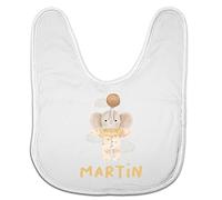 LolaPix Baberos bebé recién nacido. Babero personalizado con nombre. Baberos originales. Babero infantil cierre velcro. Regalos personalizados. Regalo original. Elefante estrella
