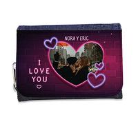 LolaPix Billeteras para Hombre. Cartera Tejana Personalizada. SanValentín. Regalos Originales. Regalos para Parejas. Tejido en Cartera Símil Piel. Cierre con botón Clic. Love You