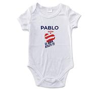 LolaPix Body Atleti de tu Equipo de Fútbol - Personalizado con Nombre para Bebé, Niño, Niña - Mameluco, Pelele de Manga Corta - Regalos Personalizados - Tallas de 0 a 18 Meses
