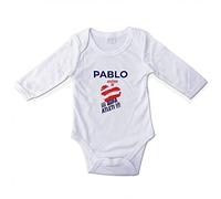 LolaPix Body Atleti Personalizado de Tu Equipo de Fútbol Con Nombre - Para Bebé, Niño, Niña - Mameluco, Pelele Manga Larga - Regalos Personalizados - Tallas 0 a 18 Meses