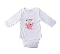 LolaPix Body bebé Divertido Personalizado con Nombre. Regalos Personalizados para bebés. Bodies Personalizados Manga Larga. Varias Tallas. Koala Rosa Angel