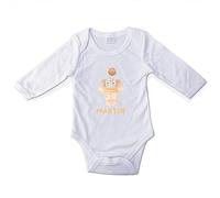 LolaPix Body bebé recién nacido. Body bebé personalizado. Body manga larga personalizado con nombre. Regalos personalizados para bebés. Tallas 0-18 meses. Elefante estrellas