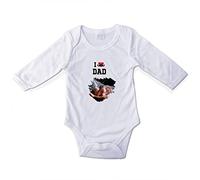 LolaPix Body personalizado. Body Día del padre. Body personalizado con nombre para niño, niña. Mameluco. Pelele. Manga larga. Regalos personalizados. Tallas 0-18 meses. Happy dad