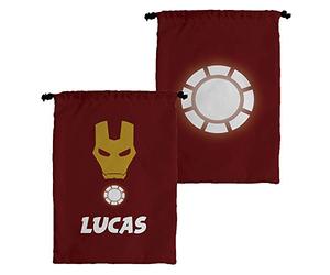 LolaPix Bolsa merienda bebé. Regalo personalizado con nombre. Varios diseños. IRON MAN