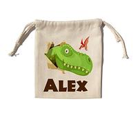 LolaPix Bolsa merienda niño personalizada con nombre. Bolsa de tela niño o niña para la vuelta al cole. Bolsa merienda infantil modelo Kids. Varios tamaños. Dinosaurios