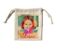 LolaPix Bolsa merienda personalizada. Bolsas cumpleaños infantil. Lunch bag. Bolsa almuerzo. Bolsas de tela personalizadas con foto y nombre. Regalos personalizados. Bolsa kids 17x20 cm.