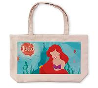 LolaPix Bolsa Piscina Niña. Bolsa tela personalizada con Nombre. Bolso Disney. Bolso de tela 40x33 cm. Tote Bag. Modelo Kate. LA SIRENITA