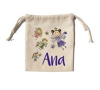 LolaPix Bolsas merienda infantil personalizada con nombre. Bolsa de tela niño o niña para la vuelta al cole. Bolsa merienda infantil modelo Kids. Varios tamaños. Hadas Mágicas