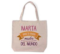 LolaPix Bolsas Personalizadas. Bolsa de tela. Regalos Originales Dia de La Madre. Bolso Personalizado. 40 x 40 cm. Varios diseños. Bolsa Cindy. Mejor madre