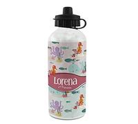 LolaPix Botella Agua metálica. Botella Personalizada. Botella Agua Niños. Botella Aluminio Personalizada. Con 2 Tapones Cierre. Animales Marinos