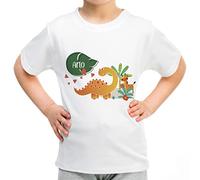 LolaPix Camiseta Personalizada con Nombre. Regalos para Niños. Camiseta Niño Manga Corta. Varias Tallas. Tacto Algodón. Varios Diseños. Dino Jirafa Infantil