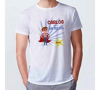 LolaPix Camiseta Superheroe Papa Personalizada con Nombre/Texto. Regalos Personalizados para Hombre. Certificado Oeko-Tex Standard. Varios diseños y Tallas. Tacto Algodón. Super Papá