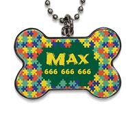 LolaPix Chapa Perros Personalizadas con foto, texto o imagen. Placas para Perros. Chapa metálica con forma de hueso. Regalo personalizado. PUZZLE