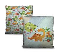 LolaPix Cojín Bebe. Cojin Personalizado. Cojines Infantiles. Personalizado con Nombre. Ambas Caras. Varios tamaños y diseños. Dino Jirafa Infantil