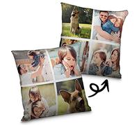 LolaPix Cojín con Foto Personalizado. Regalos con Foto. Cojín Personalizado. Impresión Total por Las 2 Caras hasta la Costura. Opción con Relleno. hasta 8 fotografías. Varios Tamaños. 4 Fotos