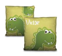 LolaPix Cojin Dinosaurio. Cojin Personalizado. Cojines Infantiles. Personalizado con Nombre. Ambas Caras. Varios tamaños y diseños. Dino Amigo