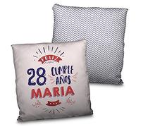 LolaPix Cojín felicidades. Regalos Personalizados Originales. Impresión 100% por Las Dos Caras. Relleno Incluido. Varios tamaños. Feliz CUMPLEAÑOS