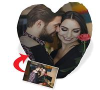 LolaPix Cojin Foto Personalizado Corazón. Regalos Enamorados Personalizados. Impresión Total por Las 2 Caras hasta la Costura. Relleno Incluido. Varios Tamaños. 45X45