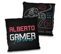 LolaPix Cojín Gamer Forever. Cojín Personalizado con Nombre. Regalo Friki Personalizado. Impresión 100% por Las Dos Caras. Relleno Incluido. Varios tamaños. Gamer Forever