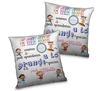 LolaPix Cojín Personalizado con Nombre. Regalos para Profesores. Cojín Personalizado. Varios diseños. SÚPER Profesora