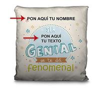LolaPix Cojín Personalizado Frases. Regalos Personalizados Originales. Impresión 100% por Las Dos Caras. Relleno Incluido. Varios tamaños. Fenomenal Azul