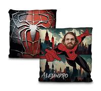 LolaPix Cojín Spider. Cojín Personalizado con Foto y Nombre. Regalos Originales. Princesas Disney. Superhéroes. Impresión 100% por Las Dos Caras. Relleno Incluido. Spider