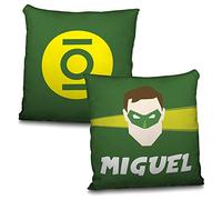 LolaPix Cojín Superhéroes Personalizado con Nombre. Regalo Friki. Varios Diseños a Elegir. Linterna Verde
